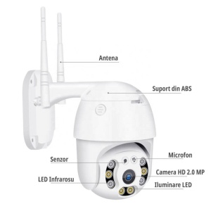 Camera supraveghere IP de 3MP, 1080p, 355°, LED+IR, exterior, cu senzor de miscare, control prin aplicatie - Img 8