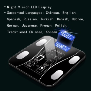 Cantar corporal inteligent, cu diagnostic si termometru, USB, Bluetooth, App pentru fitness, din sticla securizata, LCD, negru - Img 5