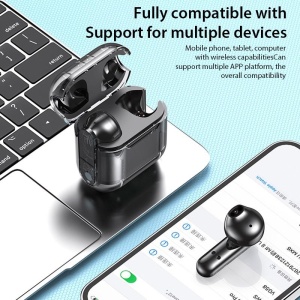 Casti In-Ear Bluetooth, Wireless 5.3, TM10 cu carcasa transparenta - Img 6
