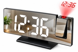 Ceas stil oglinda cu LED si proiectie, Alarma, Display mare - Img 1