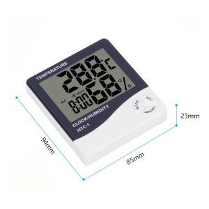 Ceas, Termometru si Higrometru HTC 1, 3 in 1, Temperatura, Statie Meteo, Umiditate, Ceas, Alarma, Alb - Img 12