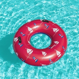 Colac Gonflabil Colorat cu Model Naval, Bestway, Ø119cm, Rosu - Img 2