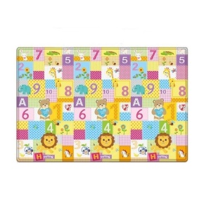 Covor educativ reversibil si pliabil pentru copii 3 luni+, cu litere, cifre si animale, din spuma, 200x180x1 cm