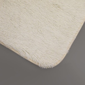 Covoras decorativ pentru hol, cu aspect de blanita cu fire lungi, interior cu suprafata antiderapanta, 160x60 cm, alb - Img 2