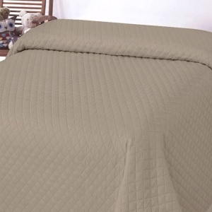 Cuvertura pentru pat dublu cu doua fete, Model in romburi, Dimensiune 160x230 cm, Culoare maro/bej