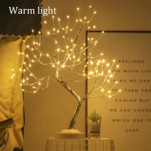 Decoratiune Luminoasa LED tip Veioza, Copacel cu 108 LED-uri, 50cm Inaltime, Lumina Alba Calda/Multicolora - Img 6
