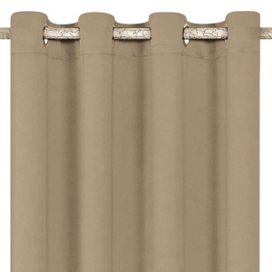 Draperie decorativa, tip blackout - nu lasa lumina sa treaca, cu inele, 140x260 cm, maro - Img 1