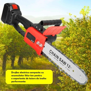 Drujba electrica cu lant si ungere automata, Lama 30 cm, 2 acumulatori 8Ah 48V, Putere 1800 W - Img 6