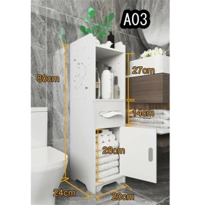 Dulap Vertical pentru Baie, 3 Compartimente, Plastic, 80x20x24 cm, Alb - Img 2