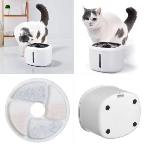 Fantana dispenser de apa pentru animale de companie, Cablu USB, Capacitate 2.5L, Alb - Img 2