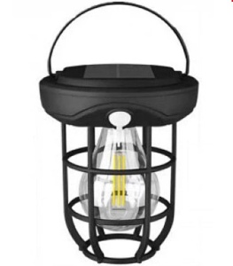 Felinar solar LED CL T66, 1W, 1200mAh, 1200LM, lumina calda, design vintage, pentru exterior