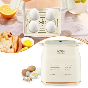 Fierbator electric pentru oua, RAF R0051, 300W, 0.7L, 6 functii, display digital, 18x15x14 cm, bej - Img 1