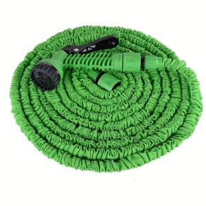Furtun extensibil de gradina 45m lungime - Pistol cu 7 tipuri de jet - Verde - Img 11