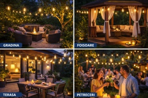 Ghirlanda luminoasa cu incarcare la priza - Lungime 10 metri 10 Becuri LED - Lumina calda - Img 4