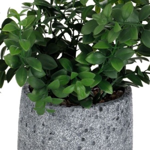 Ghiveci decorativ din ciment cu planta suculenta verde artificiala, decorate cu pietris, Ø13x30 cm, verde/gri - Img 3