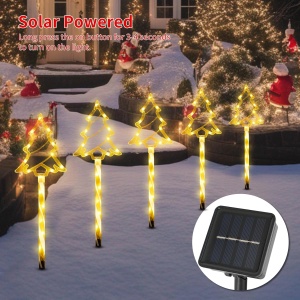 Instalatie luminoasa solara cu 5 braduti, pentru gradina, Lungime 40cm , Lumina alb calda - Img 3