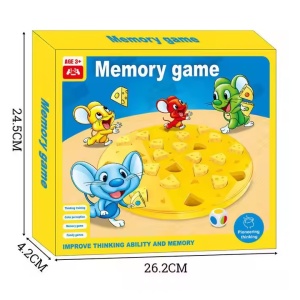 Joc de memorie, cu Soaricei si branza, pentru copii 3+, 26x24x4 cm, galben - Img 6