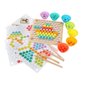 Joc educativ din lemn cu 89 piese, pentru copii 3 ani+, Montessori, 22x22 cm, multicolor
