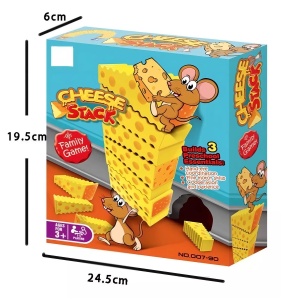 Joc Educativ, Turnul de Branza, Stivuire si Echilibru, pentru Copii de 4 ani+, cu 22 piese, Multicolor - Img 7