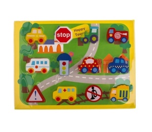 Jucărie din Lemn, Autostradă 3D cu 12 Figurine