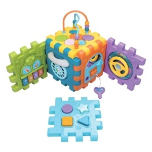 Jucarie educativa cu activitati pentru copii 18+ luni, Forma de cub, Laturi tip puzzle, Plastic, 20.5x18.5x27.5cm, Multicolor - Img 4