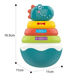 Jucarie pentru bebelusi Roly Poly dinosaur - Piramida cu inele si sunete - Img 7