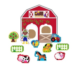Jucărie Sortator din Lemn, Fermă cu Figurine 3D si Accesorii