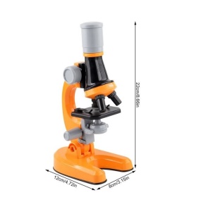 Kit cu Microscop biologic si accesorii, pentru copii, zoom 100x, 400x, 1200x, portocaliu/albastru - Img 7