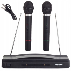 Kit karaoke cu 2 microfoane si statie inclusa, Negru - Img 4