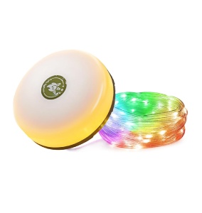 Lampa cu banda LED-uri RGB pentru camping, 8m, IP44, lumina alba calda si colorata, alb - Img 10