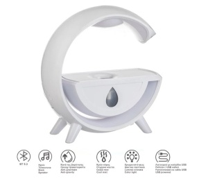 Lampa LED cu Umidificator, Boxa si USB, plastic, 24x8x26cm, alb - Img 4