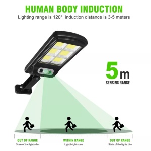 Lampa solara 8COB 160 LED, Senzor de miscare, lumina, telecomanda - Img 8