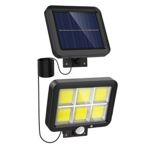 Lampa solara cu panou detasabil, 120 LED-uri COB, Putere 30W, Senzor de lumina ai miscare