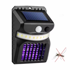 Lampa solara de perete 2 in 1, cu sistem anti tantari, Lumina alba si violet - Img 4