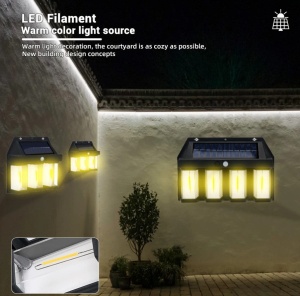 Lampa solara de perete cu 4 LED-uri, Senzor de miscare si lumina, Acumulator 1600mAh, negru - Img 6