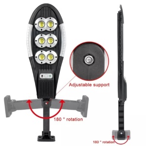 Lampa solara stradala cu telecomanda, Jortan, 300W, 156 LED, IP65, senzor miscare, 6500k, 1000lm, 51.5x15x31cm, negru - Img 5