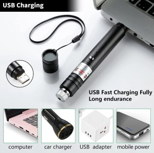 Lanterna cu laser, pointer verde puternic, cu acumulator Li-ion 8800mAh si incarcator, bate pana la 16 km, negru - Img 4