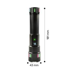 Lanterna LED cu zoom telescopic, Andowl P45, reincarcabila, focus ajustabil, 20W, 2000LM, IP43, afisaj baterie, 18x4.3 cm, negru - Img 8