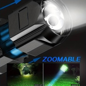 Lanterna puternica cu zoom, portabila, multifunctionala, reincarcabila cu USB, 3 moduri de iluminare, gri foarte inchis - Img 2