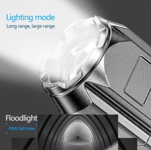 Lanterna puternica cu zoom, portabila, multifunctionala, reincarcabila cu USB, 3 moduri de iluminare, gri foarte inchis - Img 4