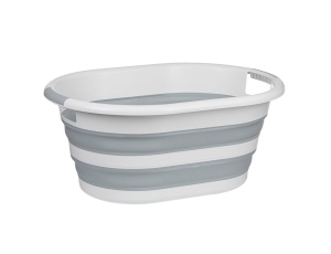 Lighean pliabil cu manere, Capacitate 38L, Alb cu gri