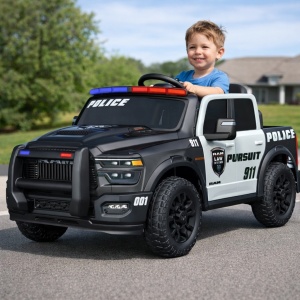 Masina de politie electrica Dodge RAM pentru copii 2 ani+, cu telecomanda, baterie 12V7AH, 3 viteze, 2 locuri, lumini si difuzor - Img 2
