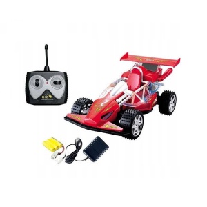 Masinuta de jucarie, cu telecomanda, faruri iluminate, tip Buggy, scara 1:18, 25cm lungime, rosu-alb - Img 2