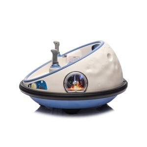 Masinuta electrica Bumper Car pentru copii, 2 joystick-uri, rotire 360°, lumini LED, centura siguranta, Alb/Albastru - Img 6
