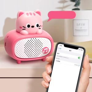 Microfon si difuzor pentru karaoke, pentru copii 3 ani+, Bluetooth, Plastic, Alb-Roz - Img 6