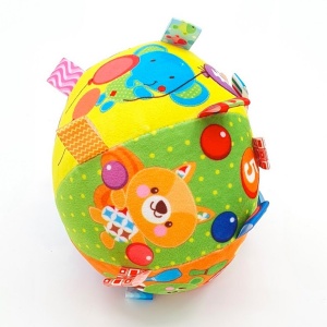 Minge senzoriala textila pentru bebelusi 3 luni+, cu agatarori, diametru 15 cm, multicolora - Img 4