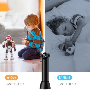 Mini camera de supraveghere SX82, WiFi, tip baby monitor, HD, infrarosu, senzor de miscare, negru - Img 7