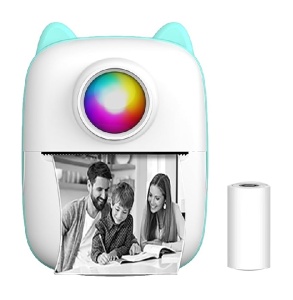 Mini imprimanta termica pentru copii 3 ani+, bluetooth, cu functie de scanare, 11x4x8.2x5.7cm, roz/albastru - Img 1
