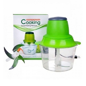 Mini tocator de legume, fructe, carne, 250W, capacitate 1.8L, 24.2x18x18 cm, verde-transparent - Img 1