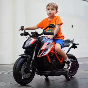 Motocicleta electrica pentru copii 3 ani+, Motor 50W, Baterie 12V7AH, cu roti ajutatoare, lumini si muzica - Img 6